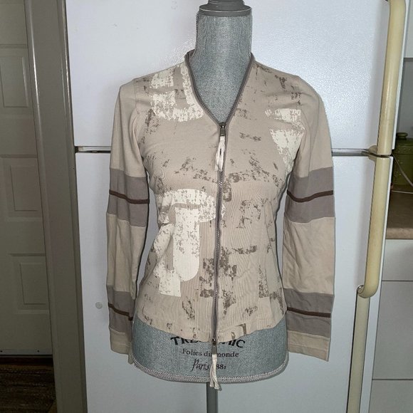 SANDWICH Women's Brown Stripe Zippered Jacket Top Size Small - Picture 1 of 8